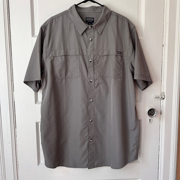 Smiths Workwear Men’s Button Front Shirt L Ripstop Collared Short Sleeve Utility - Picture 10 of 11